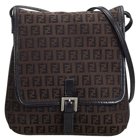 FENDI Zucchino Crossbody Dark Brown 1459788 